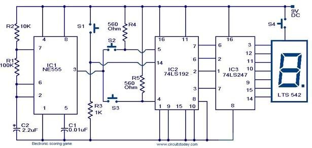 Arduino Scoreboard Circuit Diagram